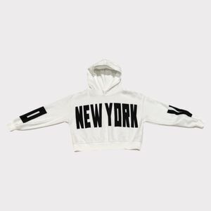 Zara Kids White Cropped New York Hoodie – Girls Size 11-12 EUC